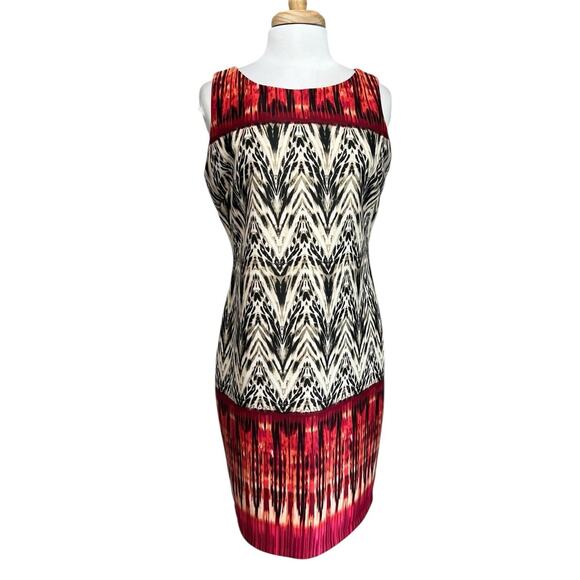 CATO Women's Large Sheath Dress Animal Print Fall Colors Career Shift Sleeveless - Picture 1 of 8